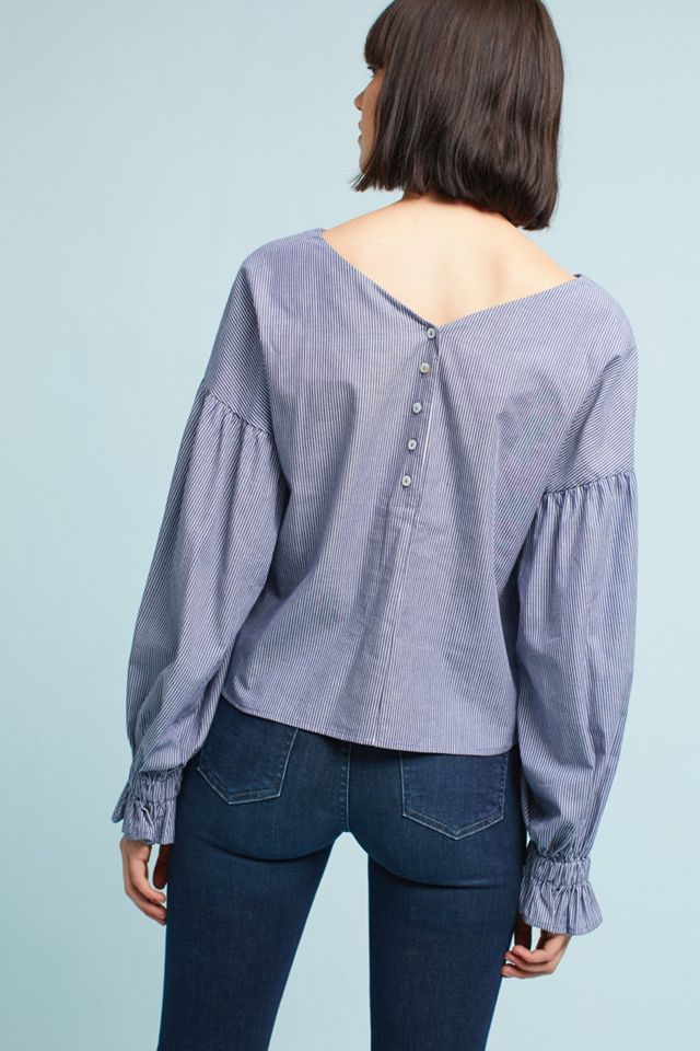 Tie-Sleeve V-Neck Blouse #3