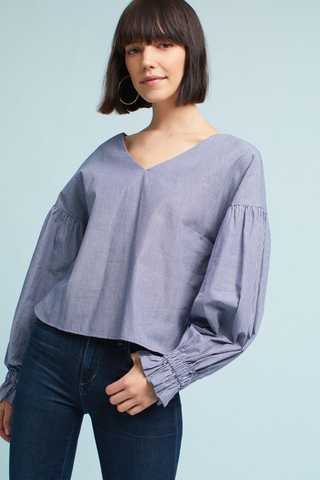 Tie-Sleeve V-Neck Blouse | Anthropologie