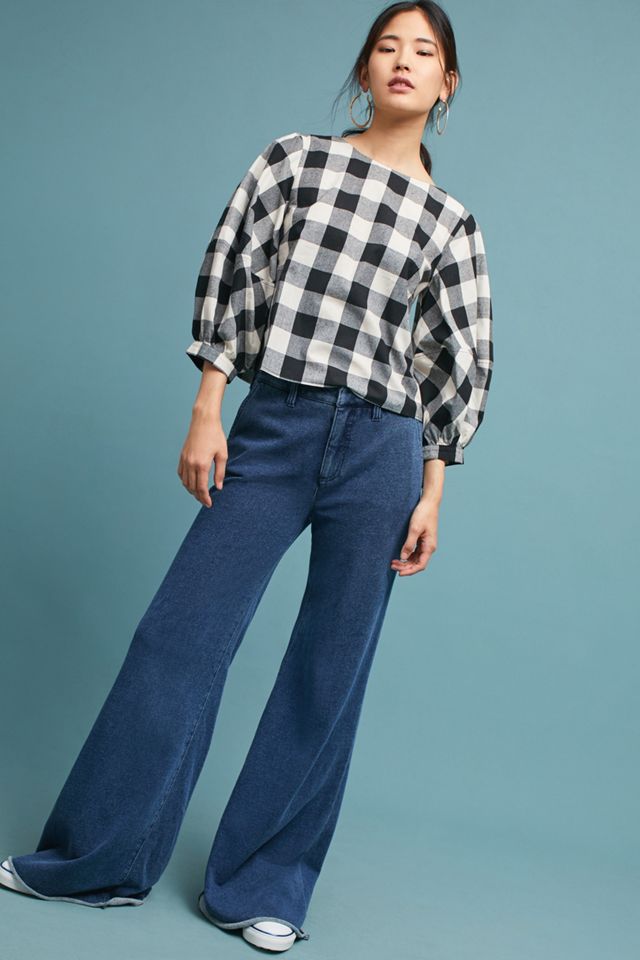 Gingham Balloon-Sleeve Blouse #2