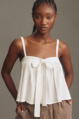 Anthropologie Women's Dolan Cotton V-Neck Peplum Bow Tie Tank Top