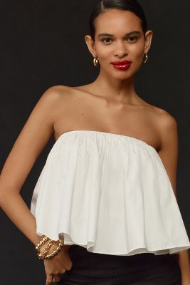 Shop Sunday In Brooklyn Strapless Swing Blouse In White