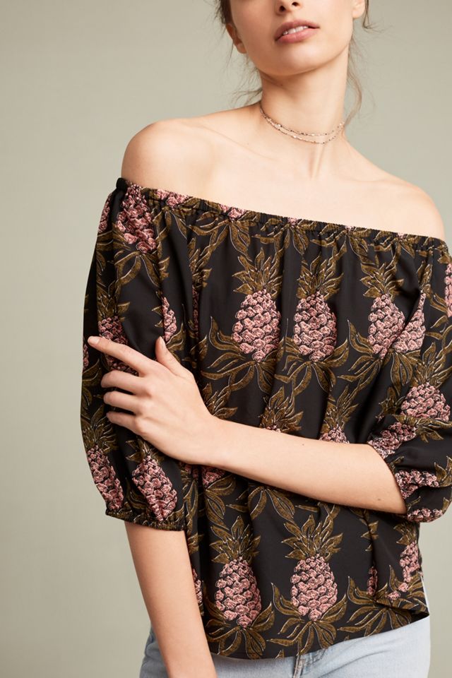 Pineapple Off-The-Shoulder Blouse #1