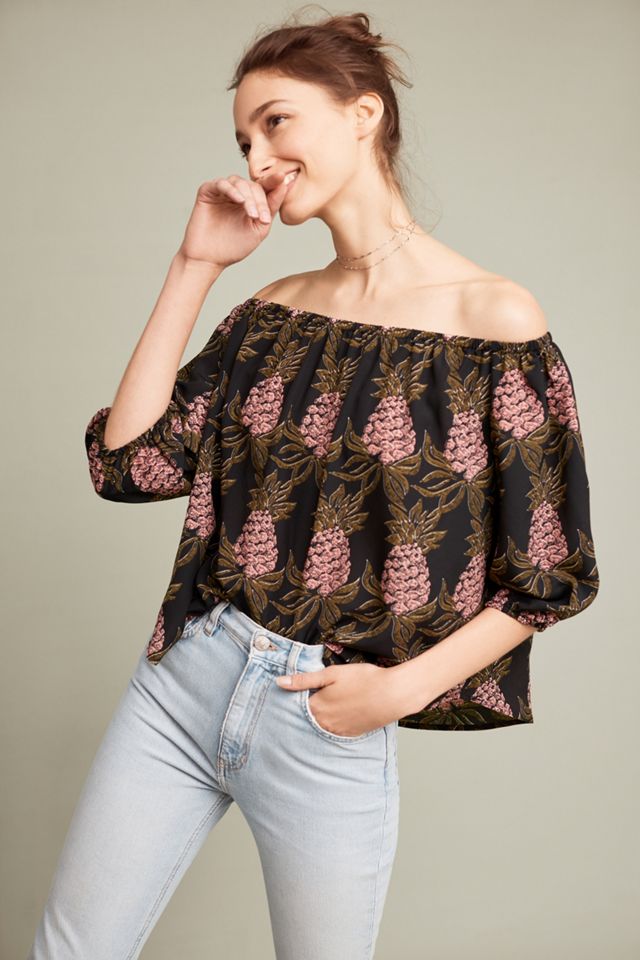 Pineapple Off-The-Shoulder Blouse #2