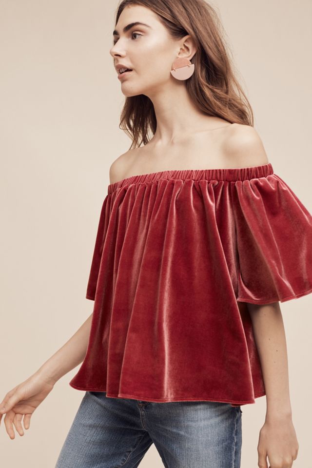 Velvet Off-The-Shoulder Top #1
