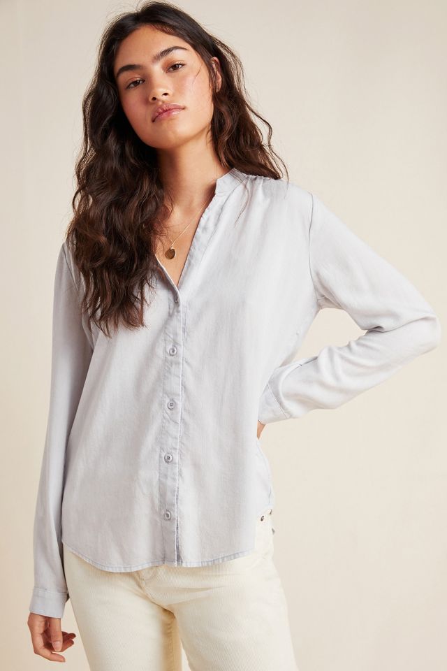 Cloth shops & Stone Women's White Tencel Everyday Classic Button Down Shirt