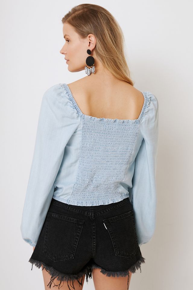 Cloth & Stone Smocked Chambray Top #1