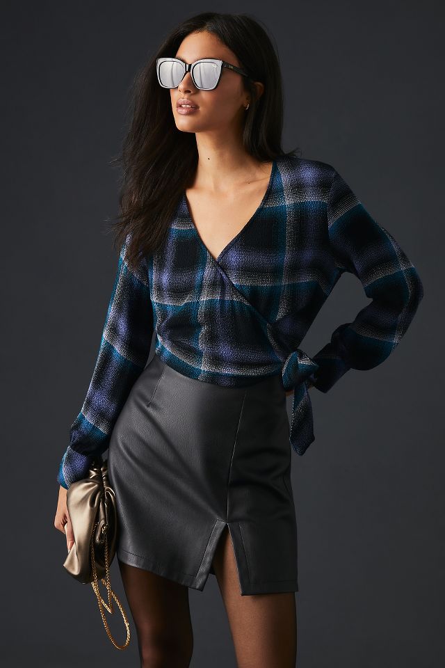 Bella Dahl Plaid Wrap Top