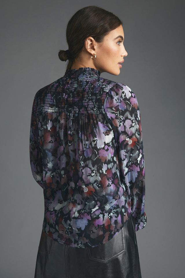 Bella Dahl Smocked High-Neck Blouse #1