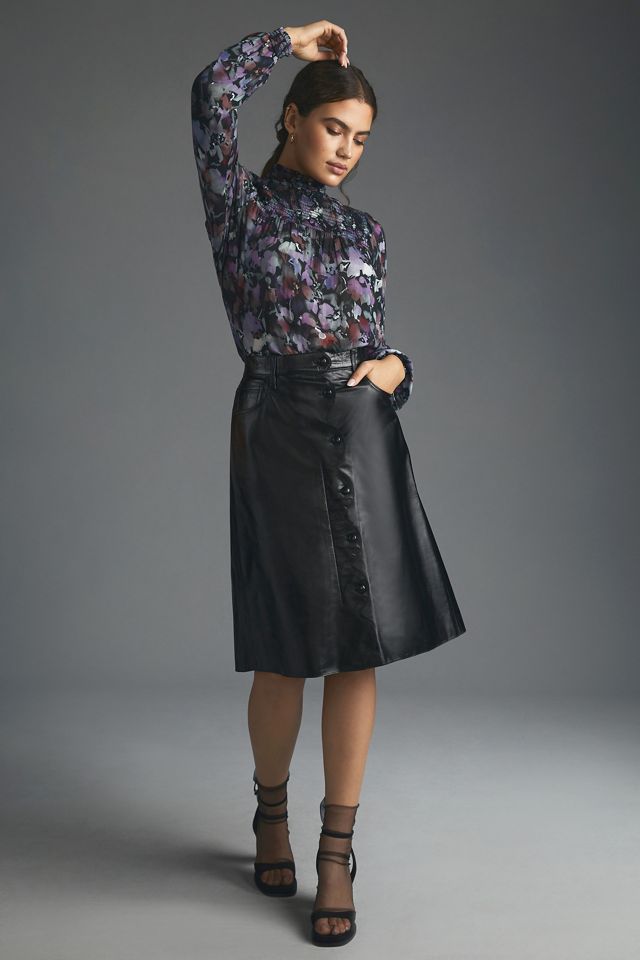 Bella Dahl Smocked High-Neck Blouse #3