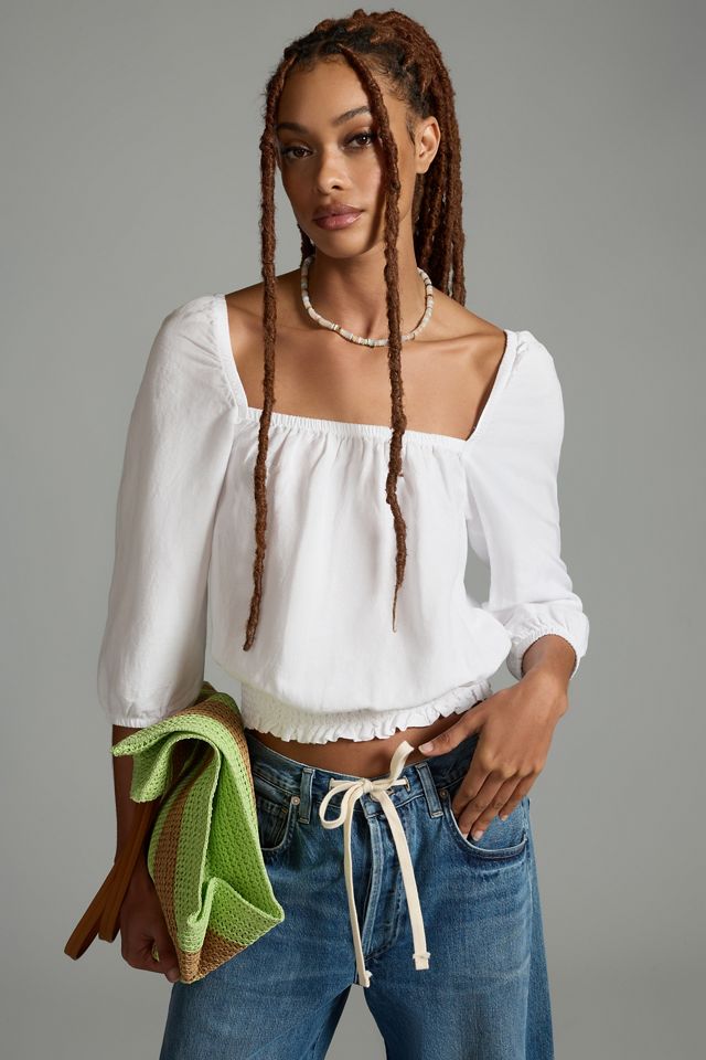 Cloth & Stone Square-Neck Smocked Blouse #4