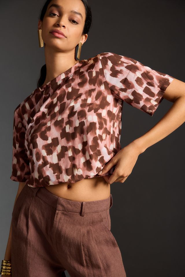 Cloth & Stone Elastic-Waist Printed Top | Anthropologie