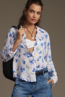 Cloth & Stone Printed Buttondown Shirt In Blue