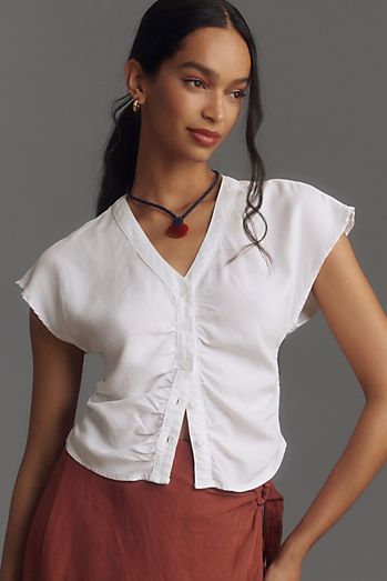 Cloth & Stone Short-Sleeve Shirred Top