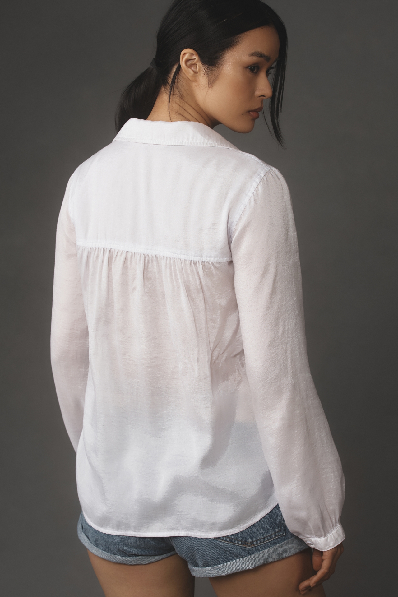 Cloth & Stone Long-Sleeve Shirred Top