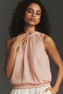 Cloth & Stone Smocked-neck Tank Top In Pink
