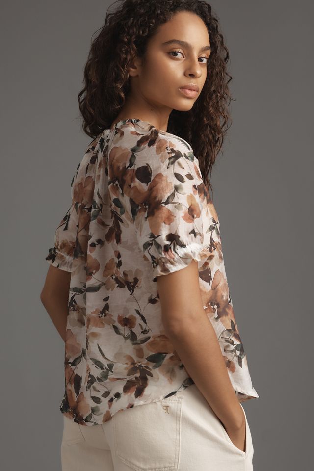 Cloth & Stone Short-Sleeve Ruffle Tie-Neck Top #2