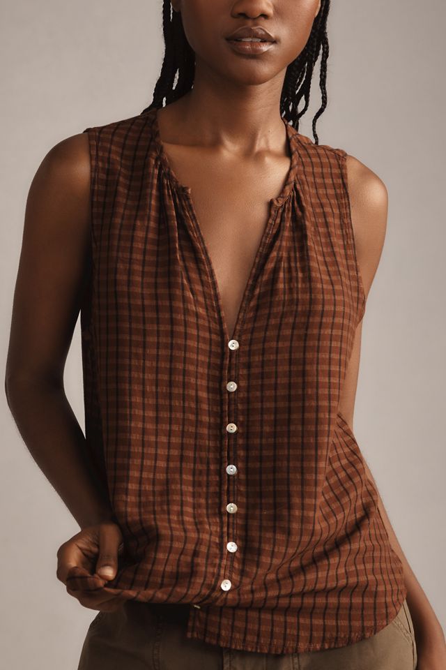 Cloth & Stone Sleeveless V-Neck Shirred Tank #3