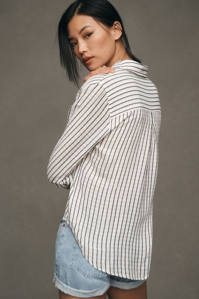 Bella Dahl Long-Sleeve Linen-Blend Stripe Shirt #1