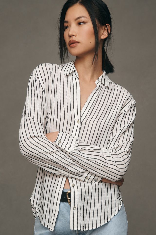 Bella Dahl Long-Sleeve Linen-Blend Stripe Shirt #3