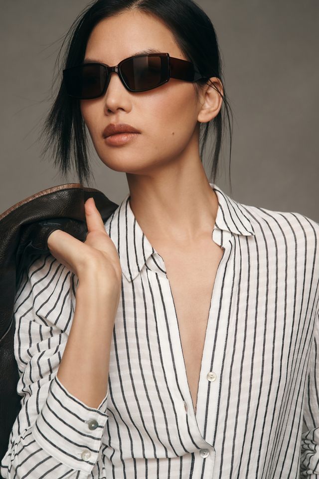 Bella Dahl Long-Sleeve Linen-Blend Stripe Shirt #4