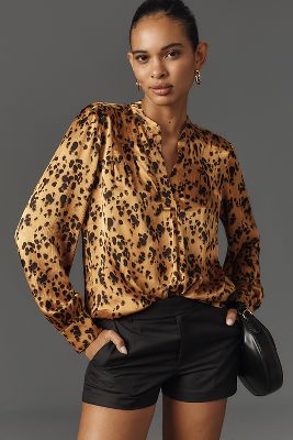 Shop Cloth & Stone Animal Print Henley Top In Multicolor