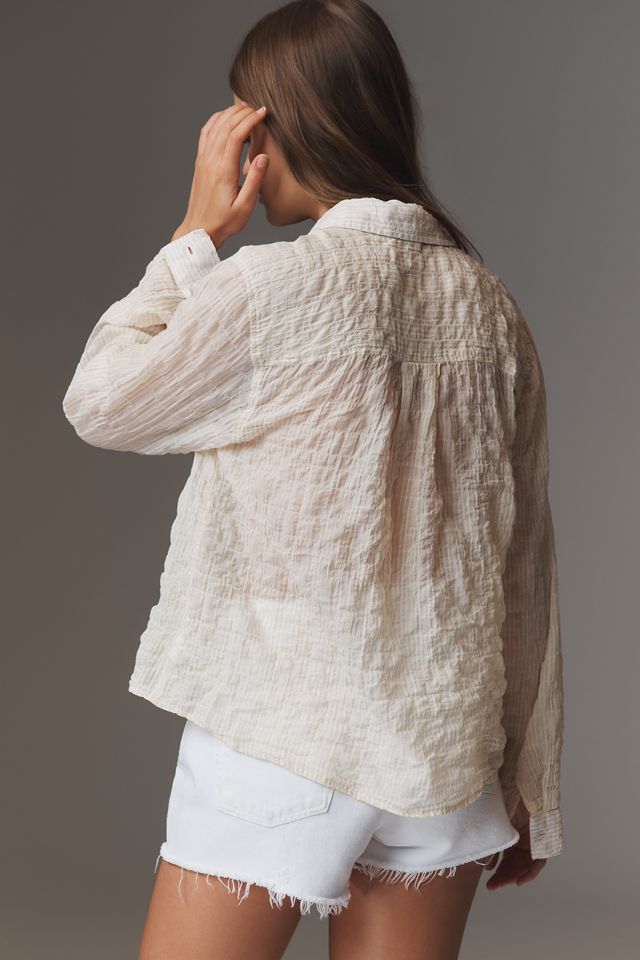 STONE EMBROIDERED CHIFFON SHIRT