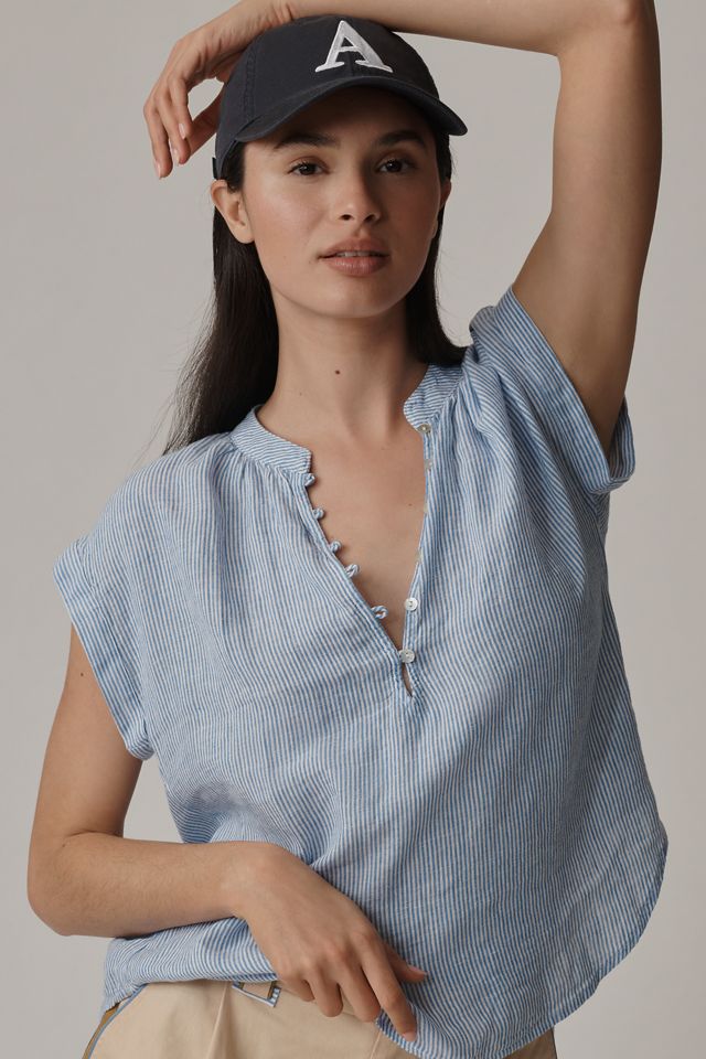 Cloth & Stone Cap-Sleeve Henley Popover Blouse #3