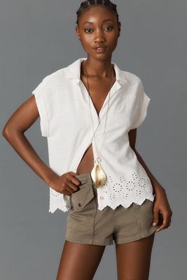 CLANE（クラネ）の「ARCH CUT DOUBLE CLOTH TOPS（シャツ
