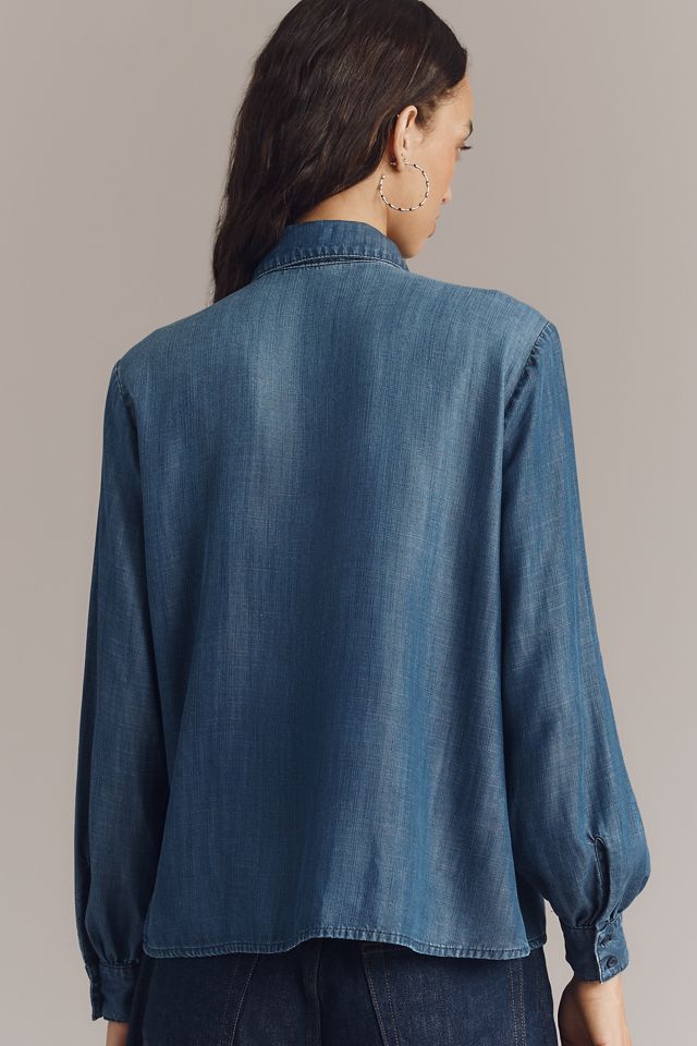 Cloth & Stone Ruffled Denim Buttondown Shirt #2