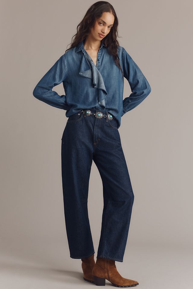 Cloth & Stone Ruffled Denim Buttondown Shirt #3