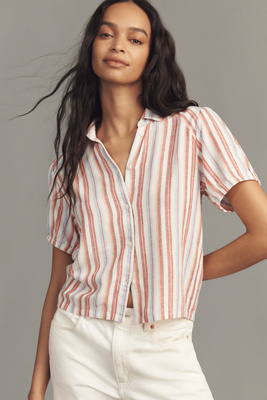 Puff-Sleeve Buttondown Top