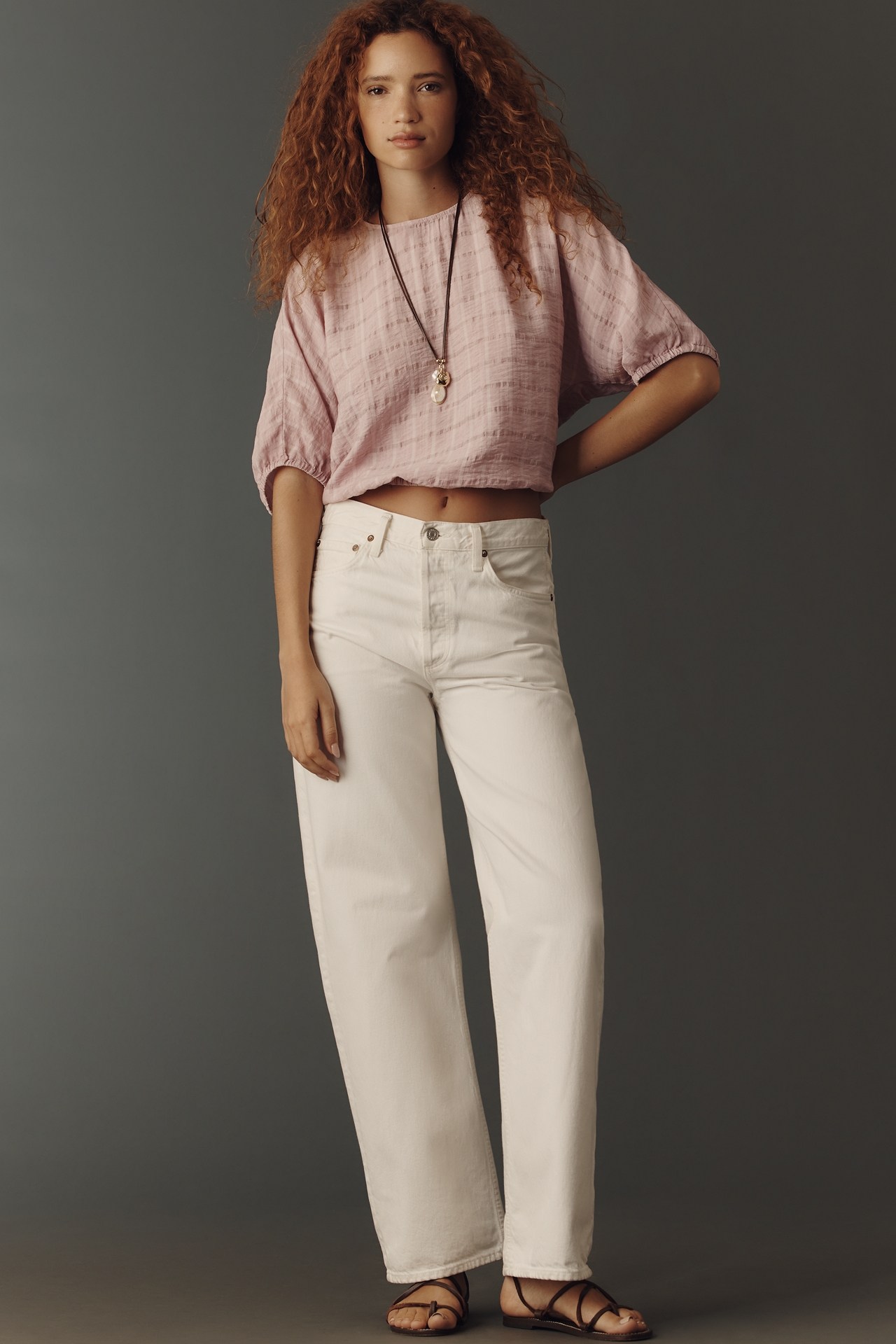 Cloth & Stone Short-Sleeve Bubble Hem Blouse