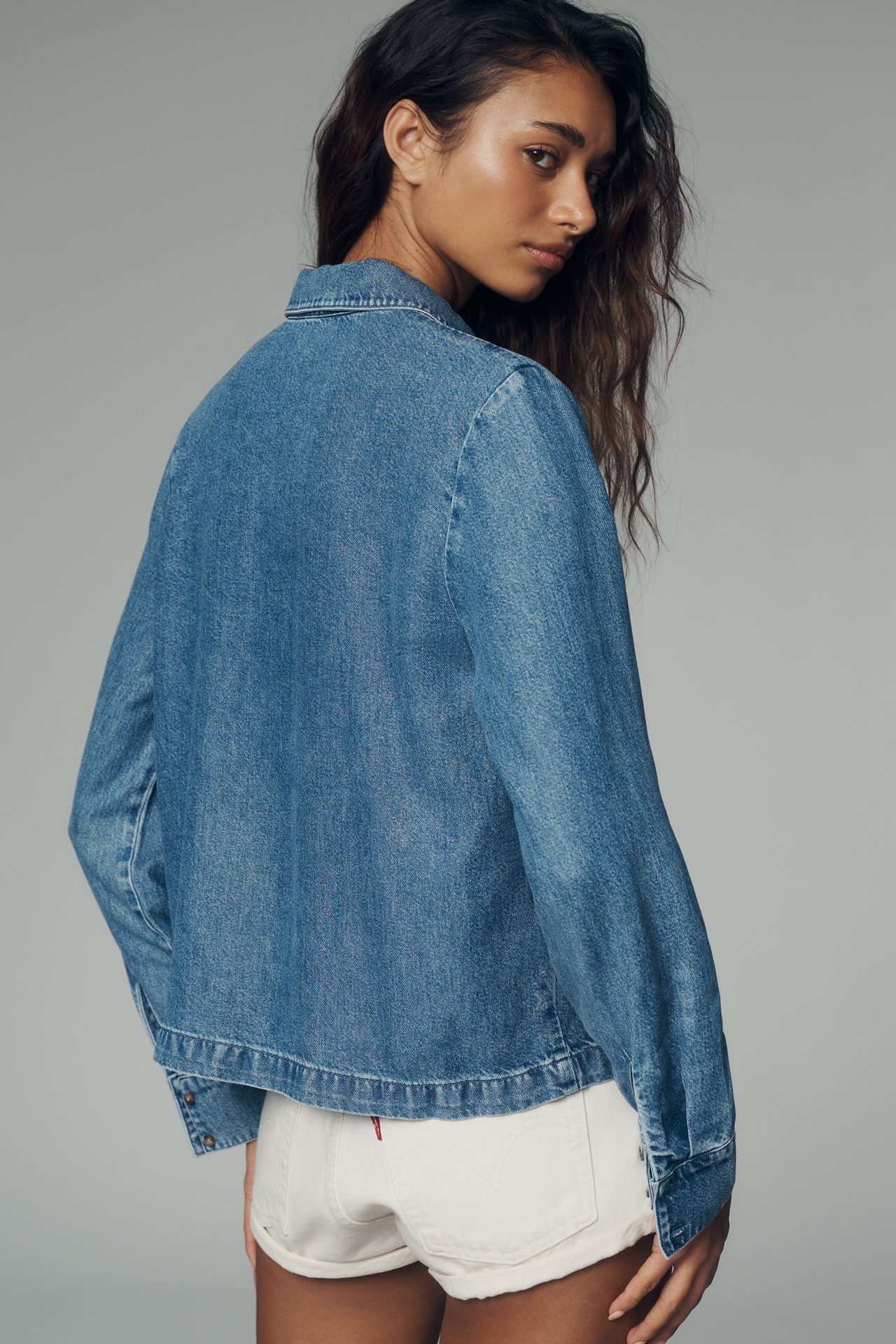 Cloth & Stone Zip-Front Denim Shirt