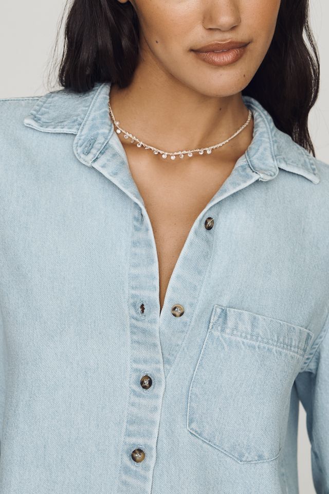 Cloth & Stone Cropped Denim Buttondown Shirt #1