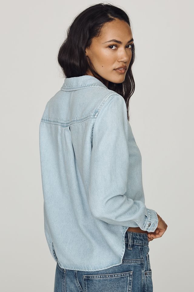 Cloth & Stone Cropped Denim Buttondown Shirt #2