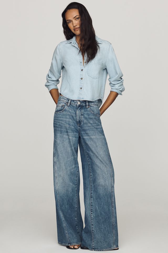Cloth & Stone Cropped Denim Buttondown Shirt #3