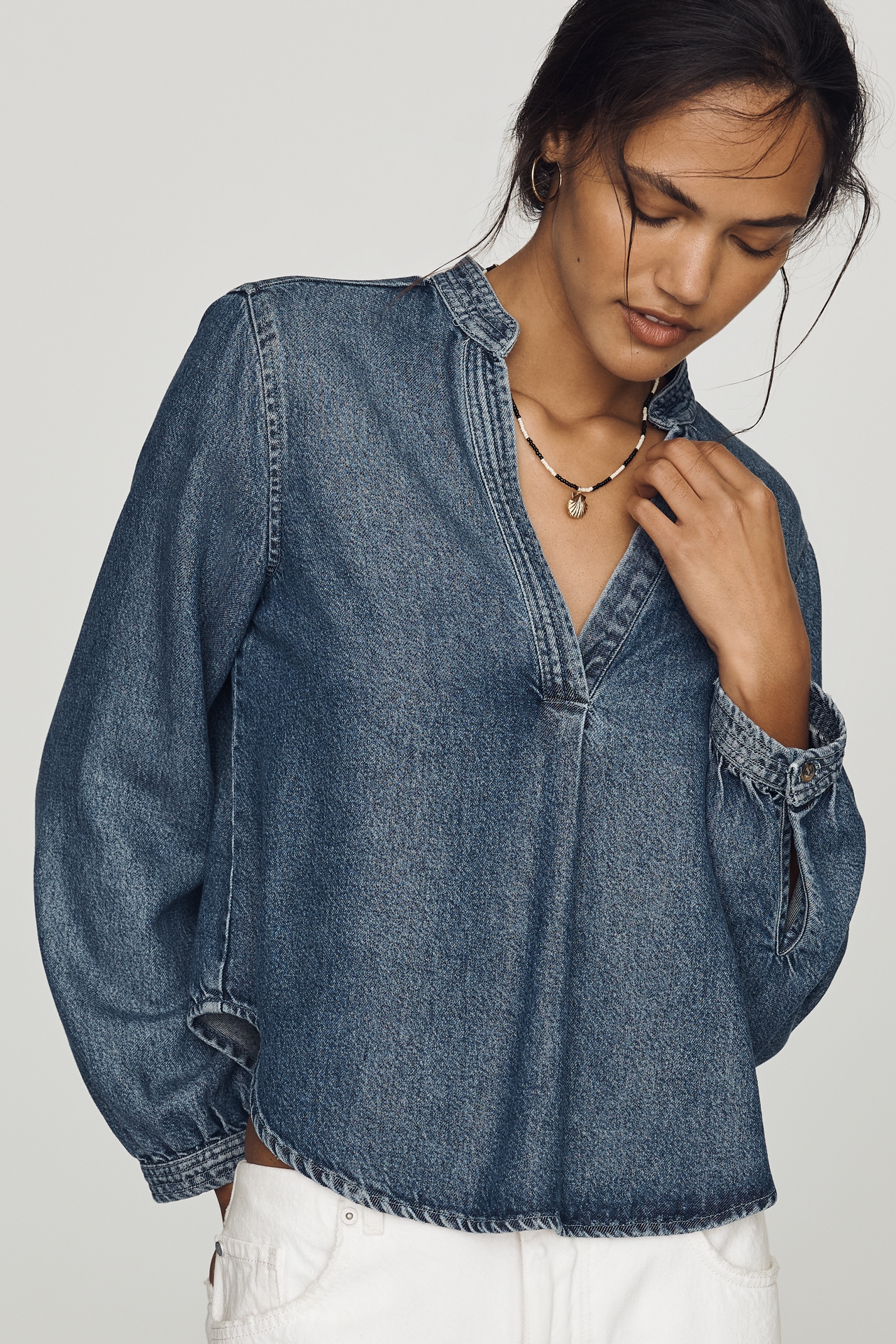 Cloth & Stone Denim Henley Shirt