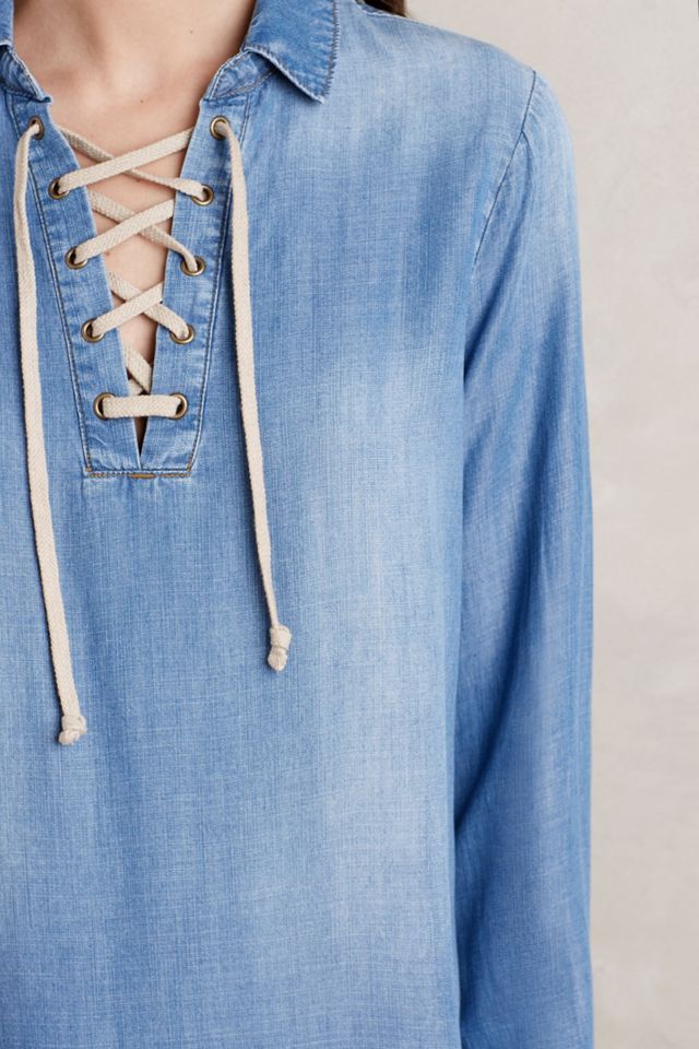 Lace-Front Chambray Top #2