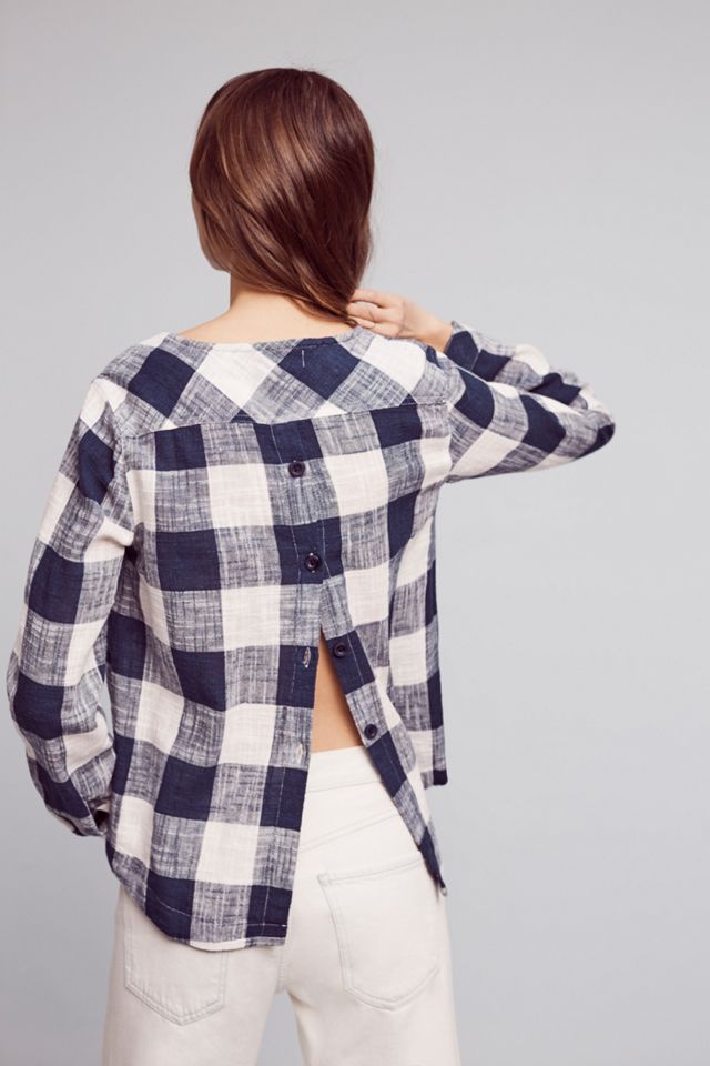 Gingham Button-Back Top #2
