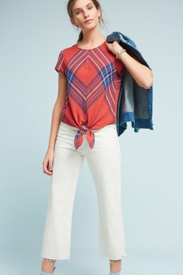 Cloth & Stone Plaid Tie-Front Blouse #1