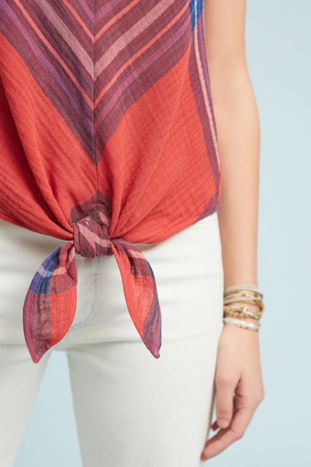 Cloth & Stone Plaid Tie-Front Blouse #2