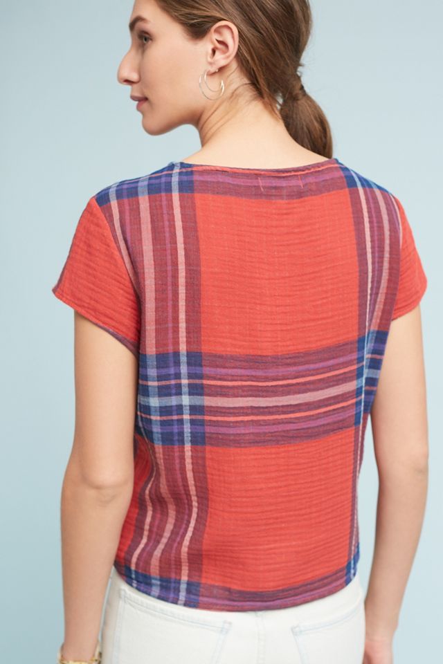 Cloth & Stone Plaid Tie-Front Blouse #3