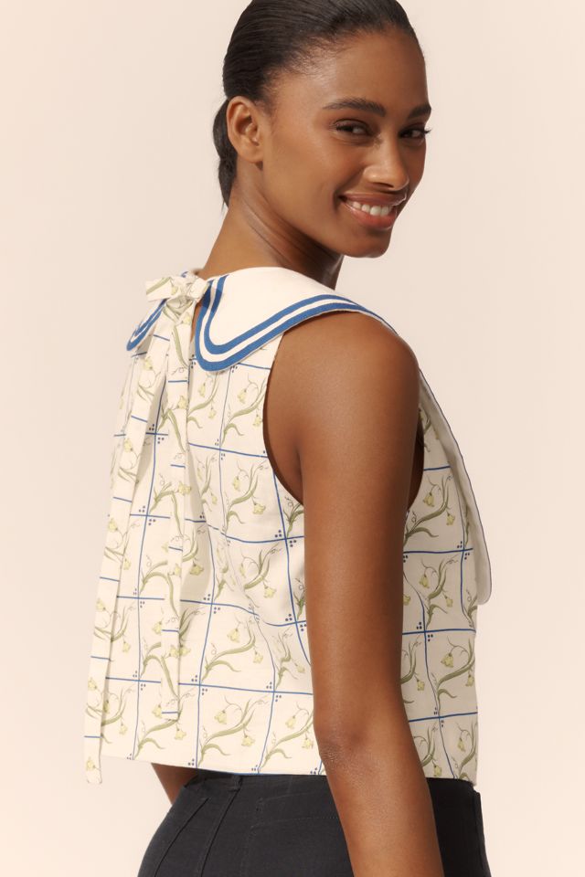 Rachel Antonoff Georgia Linen Blend Collared Top #1