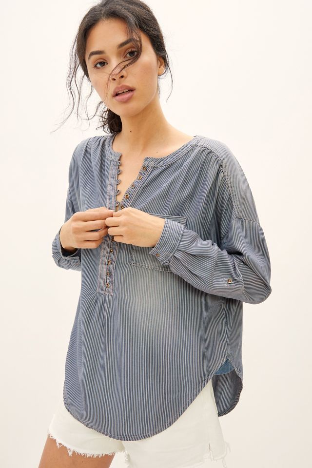 Pilcro Railroad Chambray Blouse | Anthropologie