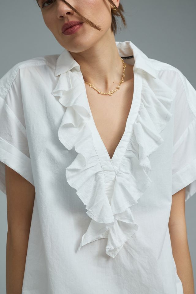 Blouse retravaillée à volants et manches courtes Pilcro #2