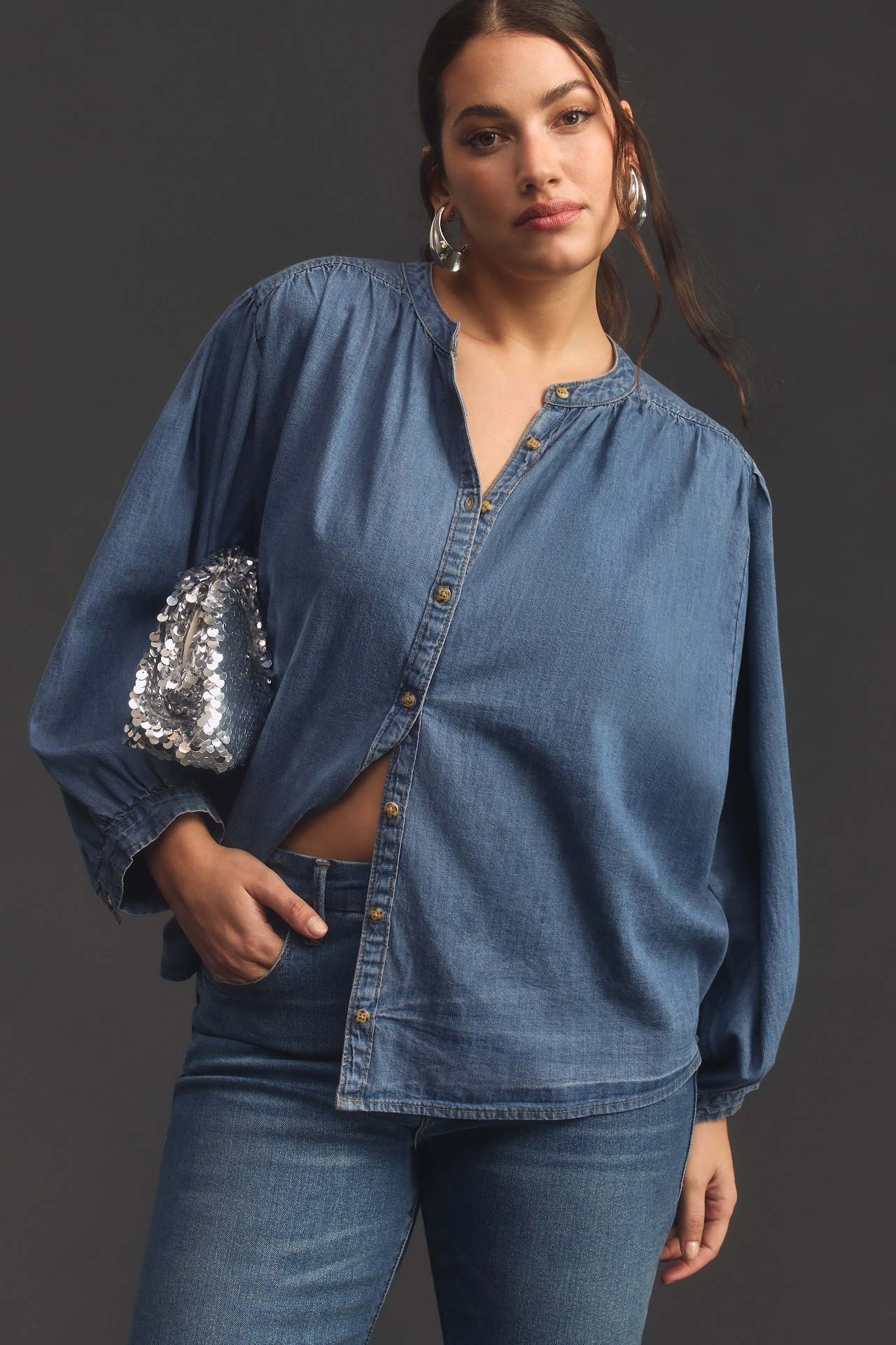 The Sidney Batwing Blouse by Pilcro: Chambray Edition