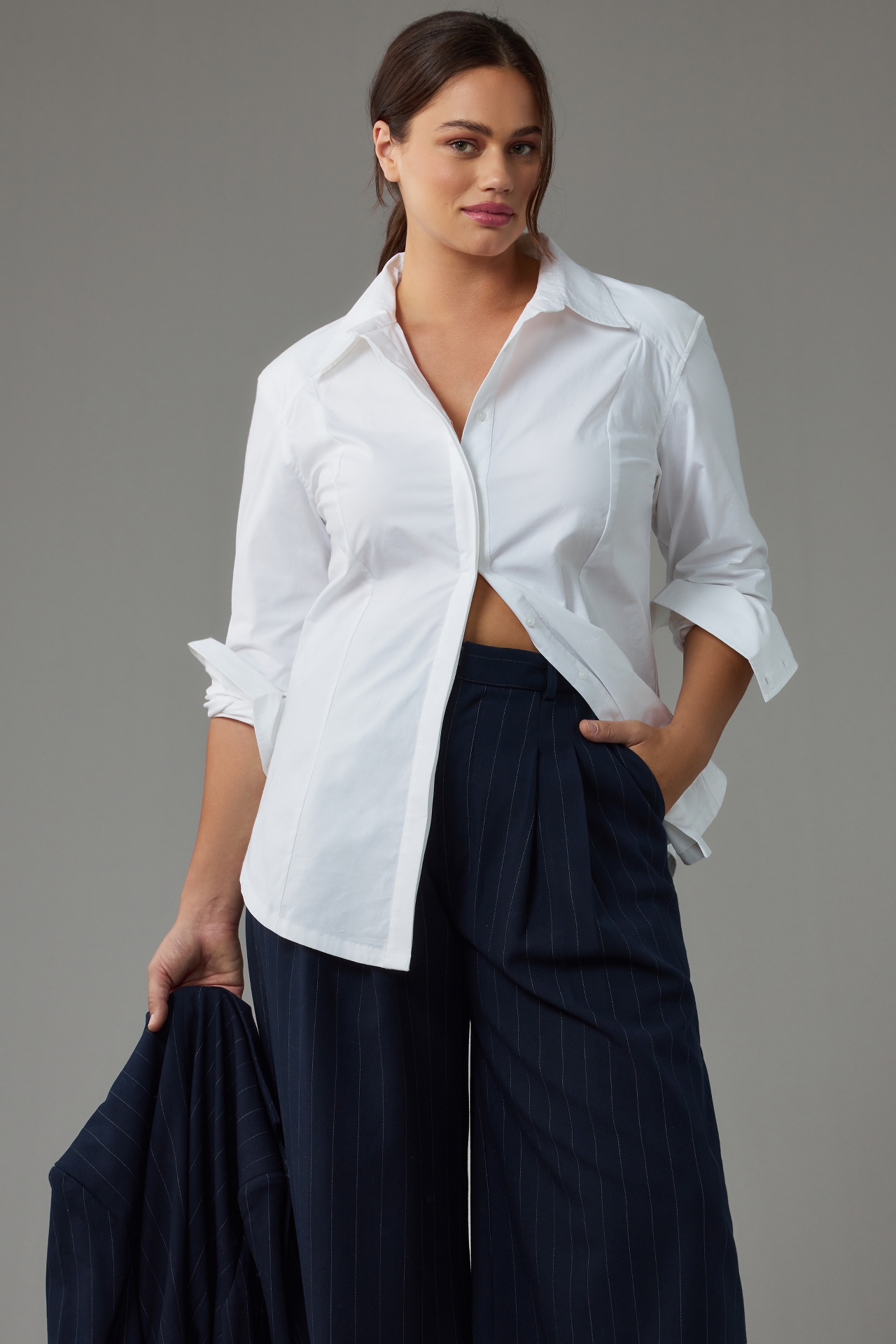 Maeve Shoulder-Detail Buttondown Shirt