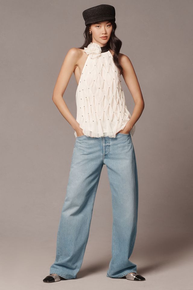 Maeve Sheer Rosette Smocked Blouse #2