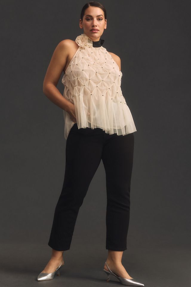 Maeve Sheer Rosette Smocked Blouse #7