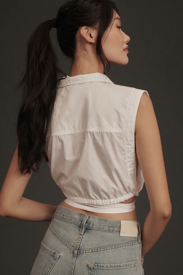Pilcro Sleeveless Wrap Crop Blouse #1